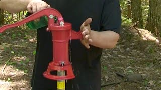 Driving a hand pump well at a remote off grid Wilderness Camp [upl. by Lais610]