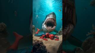 SpiderMan and Supergirl vs Megalodon fight battle deadpool spiderman supergirl animals [upl. by Cicenia]