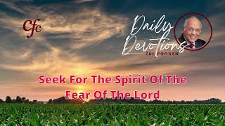 October 1  Daily Devotion  Seek For The Spirit Of The Fear Of The Lord  Zac Poonen [upl. by Olympe]