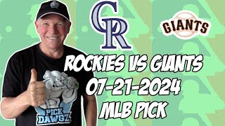 Colorado Rockies vs San Francisco Giants 72124 MLB Pick amp Prediction  MLB Betting Tips [upl. by Ahseenal]