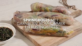 Springrolls met garnalen komkommer en rijstnoedels [upl. by Notnroht]