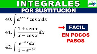 INTEGRALES POR SUSTITUCIÓN 40 ∫asenx cos xdx 41 ∫1senxdxxcosx 42 ∫ebx dx1ebx [upl. by Anegroeg]