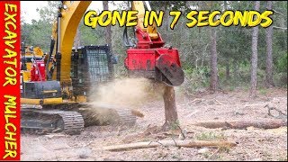 Excavator forestry mulcher on Caterpillar 320 with a fecon head running a supertrack 350 powerpack [upl. by Alverson]