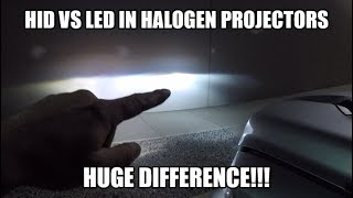 LED vs HID in Factory Halogen Projector Headlights [upl. by Zebulen984]