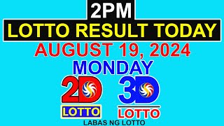 Lotto Result Today 2pm August 19 2024 PCSO [upl. by Klehm]