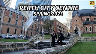 Walking Tour Perth City Centre Spring 2023  Australia 4K [upl. by Sukey]