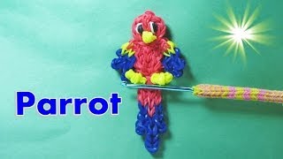 Rainbow Loom PARROT Charm Maccaw DIY Mommy Animals [upl. by Yrogerg213]