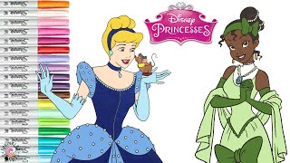 Disney Princess Coloring Book Compilation Tiana Cinderella Belle Snow White Christmas Outfits [upl. by Ixela]