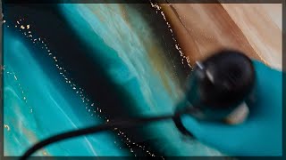 Abstract Alcohol Ink Art with Deep Teal and Gold  Relaxing Painting Demo [upl. by Adiraf]