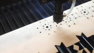 Suny Laser 80W laser cutter at work on 4mm birch plywood [upl. by Dehsar]