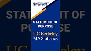 Statement of Purpose  Admission Tips in 60 Secs  Berkeley MA Statistics [upl. by Eedissac439]