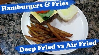 Power AirFryer Oven  Hamburgers with Deep Fried and Air Fried French Fries [upl. by Torrence]