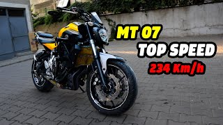 MT07 TOP SPEED  234 Kmh  MOTOVLOG [upl. by Ysak347]