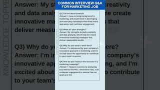 4 Most Common Job Interview Questions and Answers For Marketing Jobs [upl. by Elraet]