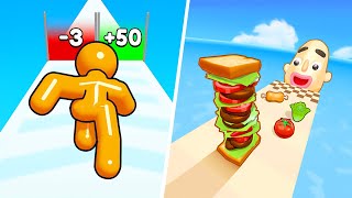 Satisfying Mobile Games  Sandwich Run Sandwich Runner Tall Man Run Juice Run Ball Run 2048 [upl. by Ellerol]