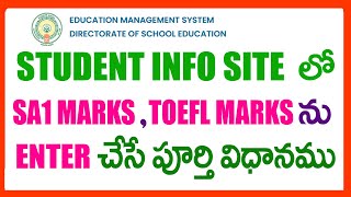 HOW TO ENTER SA1 MARKS ENTRY IN STUDENT INFO SITE  SA1 MARKS ENTRY PROCESS  SA1 MARKS ENTRY LINK [upl. by Nannaihr]