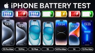 iPhone 15 Pro Max vs 15 Pro  15 Plus  15  14  13 Battery Test [upl. by Odicalp]