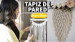 TUTORIAL MACRAMÉ Tapiz de Pared  Fácil tapiz para principiantes  Combinación de Nudos Básicos [upl. by Denby]