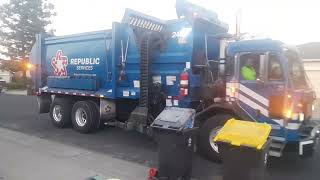 2481 Peterbilt 520 McNeilus ZR garbage truck with a different driver [upl. by Donalt]