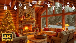 Cozy Christmas Ambience 🎄✨ Relaxing Instrumental Music with Crackling Fireplace 🔥  4K Ultra HD [upl. by Eneg405]