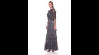 Adrianna Papell Womens One Shoulder Beaded Blouson Dress [upl. by Naliorf]