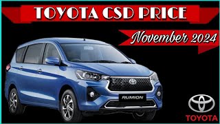 Toyota New CSD Canteen Price November 2024  Toyota Rumion CSD Price  Hyryder CSD Rate  CSD Cars [upl. by Richlad593]