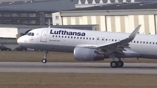 Lufthansa A320 Sharklets takeoff DAIUC at Hamburg Finkenwerder [upl. by Ananna]