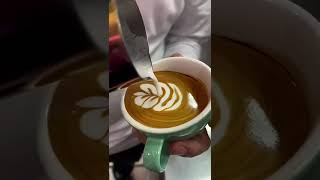 Cappuccino with two arts baristas coffeeart coffee latteartist latteart latte cappuccino [upl. by Enitsyrk361]