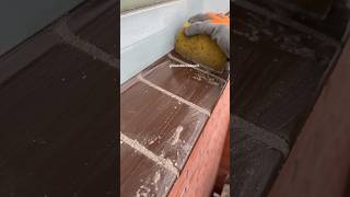 Laying window sills satisfyingvideo mortar bricklayer [upl. by Naillil]