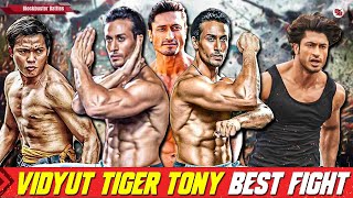 Vidyut Jamwal Vs Tiger Shroff Vs Tony Jaa Fight Action Stunts Parkour Running Blockbuster Battle [upl. by Aekin]