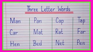 Three Letter Words in English3 Letter Words in EnglishThree Letter Words Phonics [upl. by Sheilah]