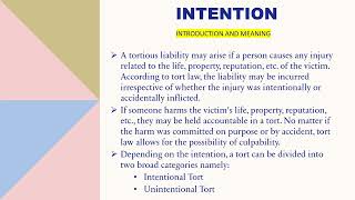 Tort  mental element  motive  Intention  malice  Fault [upl. by Greabe]