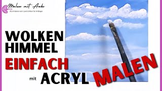 Einen natürlichen Wolkenhimmel malen  Schritt für Schritt Himmel malen mit Acryl für Anfänger [upl. by Annawek533]