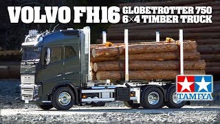 TAMIYA 114 RC VOLVO FH16 GLOBETROTTER 750 6x4 TIMBER TRUCK ボルボFH16グローブトロッター750 6x4ティンバートラック [upl. by Conan322]