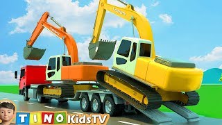 Excavator Dump Truck amp Cement Truck for Kids  Gas Station Construction for Children [upl. by Nosrej]