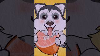 Husky Puppy mukbang eating cartoon youtubeshorts [upl. by Doro]