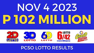 Lotto Result November 4 2023 9pm PCSO [upl. by Morrie]