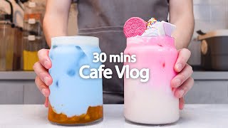 💗🍑카페 브이로그 30분 모아보기🍑💗30mins Cafe Vlog카페브이로그Cafe VlogASMRTasty Coffee129 [upl. by Dimo]