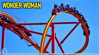 Wonder Woman 4K Roller Coaster  Six Flags Fiesta Texas  Off Ride [upl. by Aihtnys]