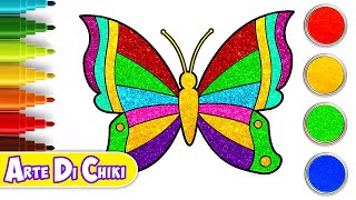 Come disegnare una farfalla  Disegni facili per bambini  Arte Di Chiki [upl. by Fink]