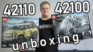 LEGO 42100 Unboxing  LEGO 42110 Unboxing  LEGO Liebherr R9800 Excavator  LEGO Land Rover Defender [upl. by Jeno]