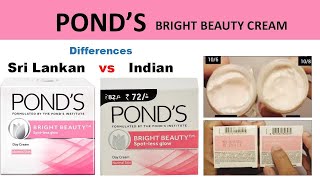 Ponds Cream  Ponds Bright Beauty Cream Indian Vs Sri Lankan  review [upl. by Bergeron]