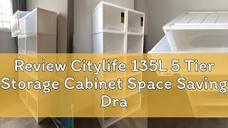 Review Citylife 135L 5 Tier Storage Cabinet Space Saving Drawer Cabinet Cabinet Organizer WO WHEEL [upl. by Hanny621]