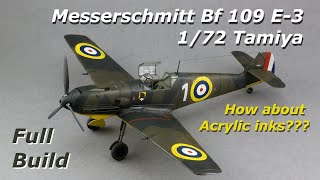 Messerschmitt Bf 109 E3 172 Tamiya Full Build Scale Aircraft Build Liquitex Acrylic Inks [upl. by Elrebmik]