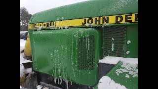 John Deere 400 Snow Thrower Clearing Large Property vs Winter Storm Harper [upl. by Otnicaj]