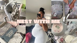 NEST WITH ME  PREPARING FOR BABY GIRL  ORGANIZE FOR BABY HOSPITAL BAG BEDSIDE NURSERY  MORE [upl. by Salahcin523]