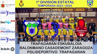 JORNADA 30 CD TRAPAGARAN vs BALONMANO CASADEMONT ZARAGOZA [upl. by Skelton131]