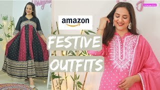 Festive Outfits Starting 799 from Amazon  Suits Kurtis Dresses  Perkymegs Hindi [upl. by Alfy]