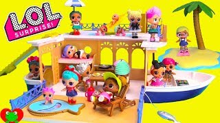 LOL Surprise Dolls Seaside Cruiser House Boat Vacation Surprises [upl. by Atnuahc]