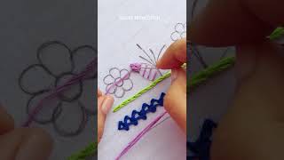 border hand embroidery embroideryartshortvideo shorts simple design flowers embroidery [upl. by Reginnej]